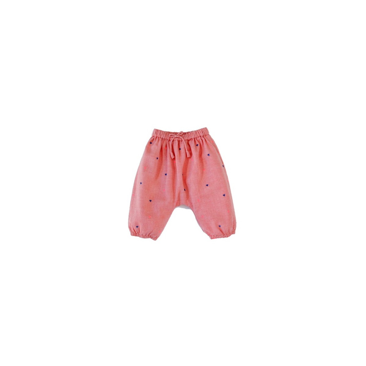 Pantalon brodé pois  Willy Triangles Orange/Rose
