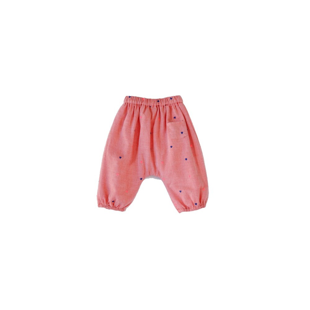 Pantalon brodé pois  Willy Triangles Orange/Rose