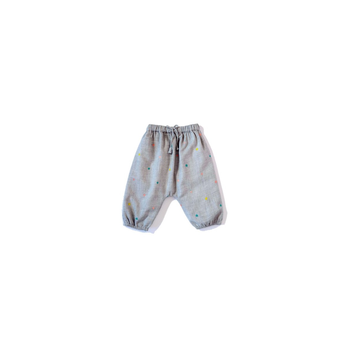 Pantalon brodé  Willy Fleurs Gris
