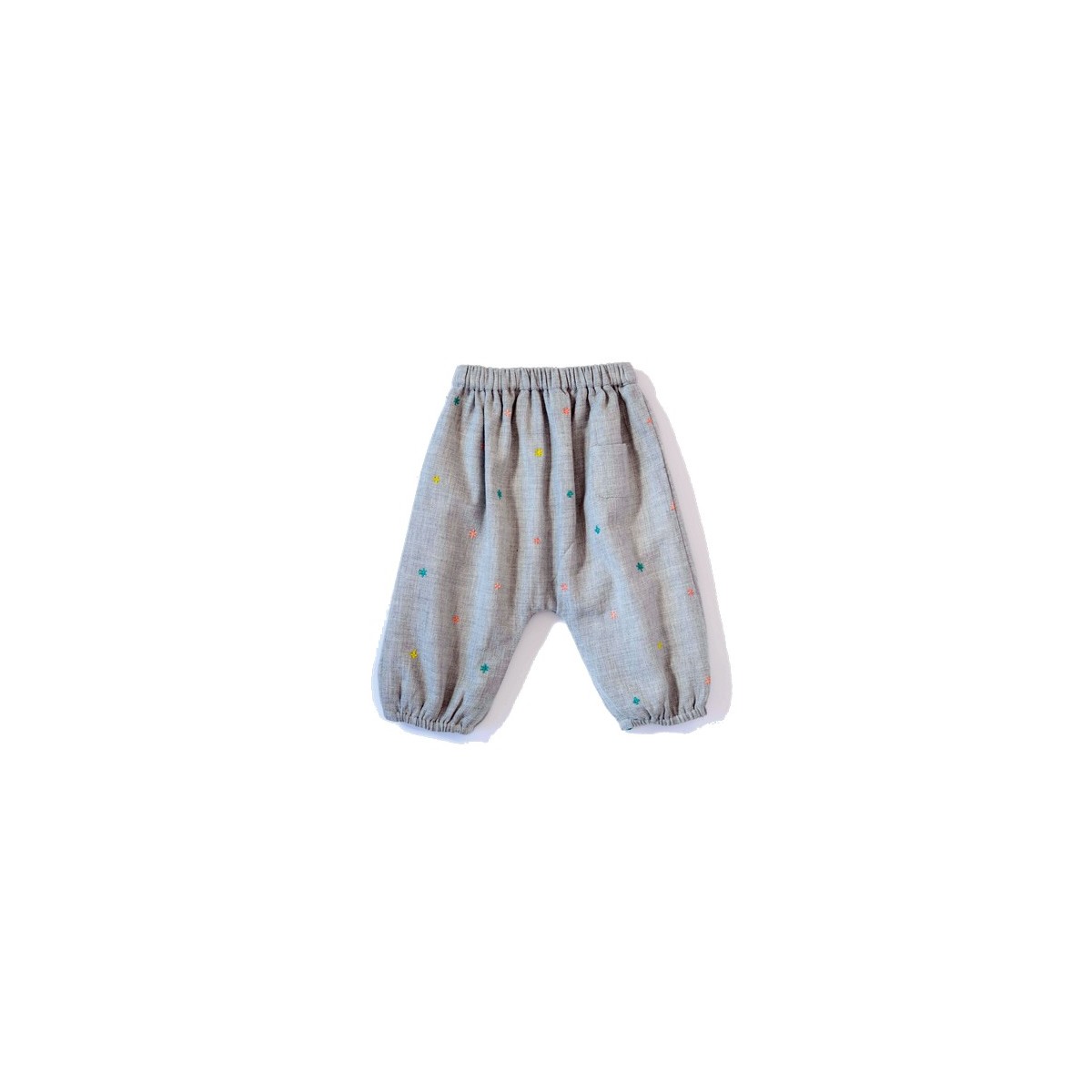 Pantalon brodé  Willy Fleurs Gris