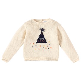 Pull brodé Tipi Ecru