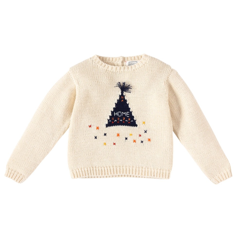 Embroidered pullover  Tipi Ecru