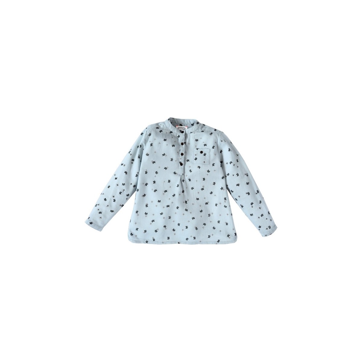 Chemise kurta imprimée chat  Marcus bleue
