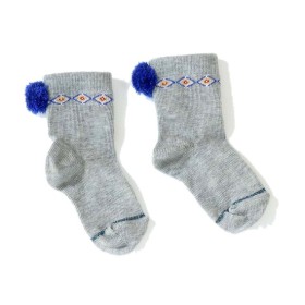 Chaussettes avec pompon Mila Socks gris/bleu
