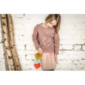 Embroidered fleece sweatshirt  Hello You Old Pink