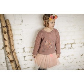 Sweat molleton brodé Hello You Gris
