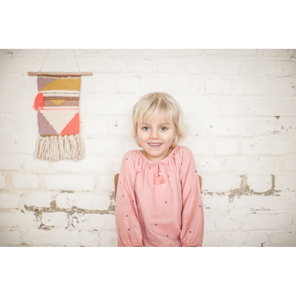 Embroidered blouse  Pompon Orange Triangles