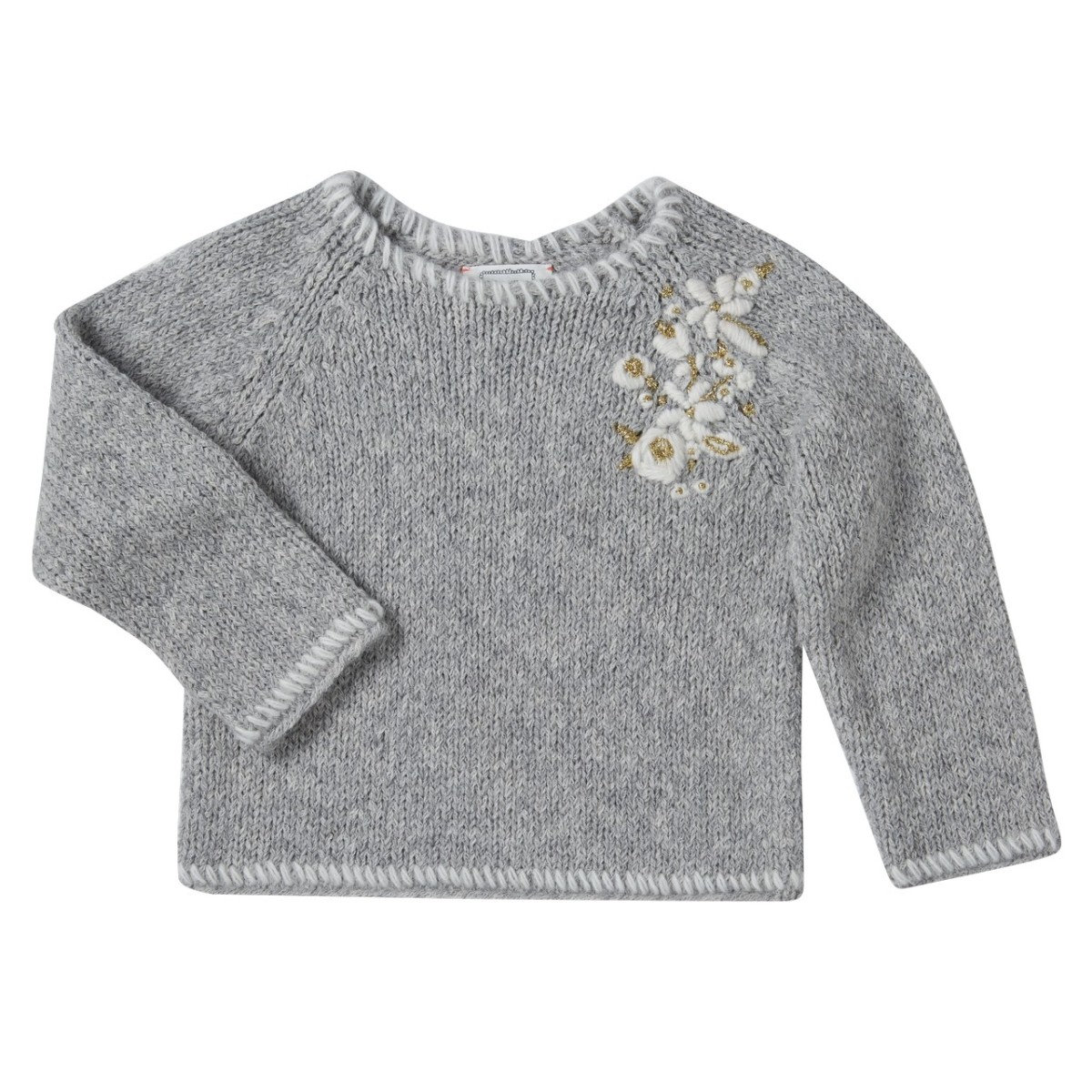 Pull brodé  Astrid gris