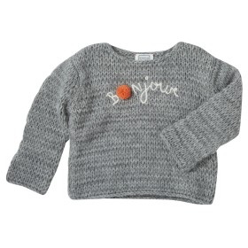 Embroidered pullover Bonjour grey