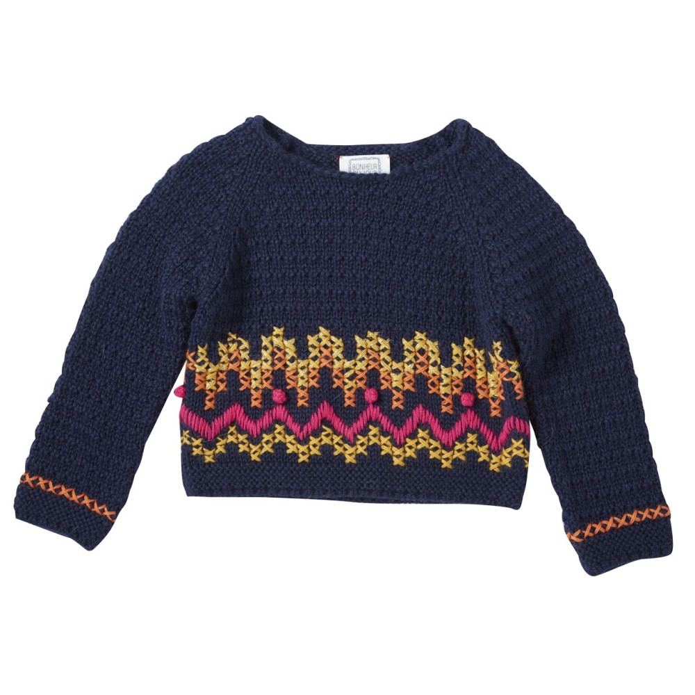 Embroidered pullover Amy navy