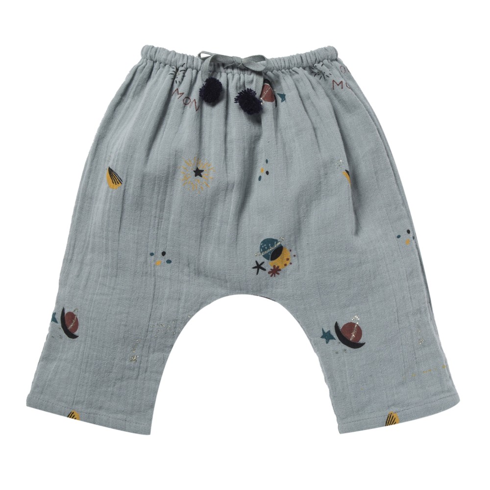 Celestial and stars printed pants Cosmic grey blue