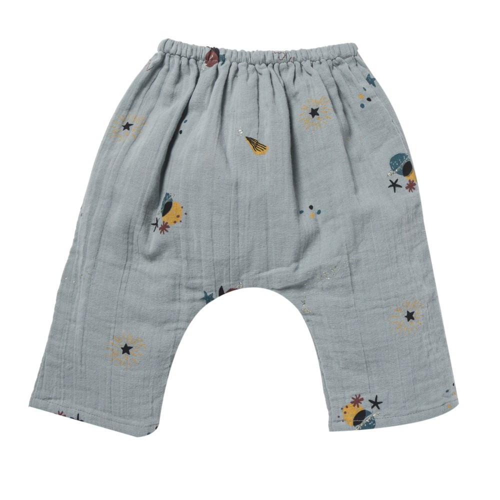 Celestial and stars printed pants  Cosmic grey blue