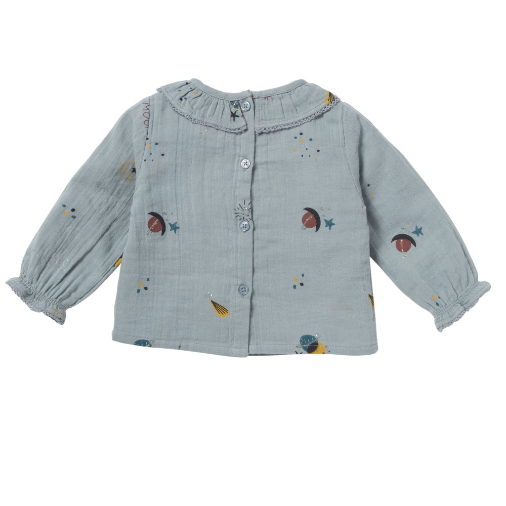 Printed blouse celestial and stars  Mercure grey blue