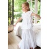 Blouse brodée à volants  Bleuet blanche