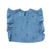 Blouse brodée à volants  Bleuet bleue