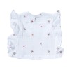 Blouse brodée à volants  Bleuet blanche