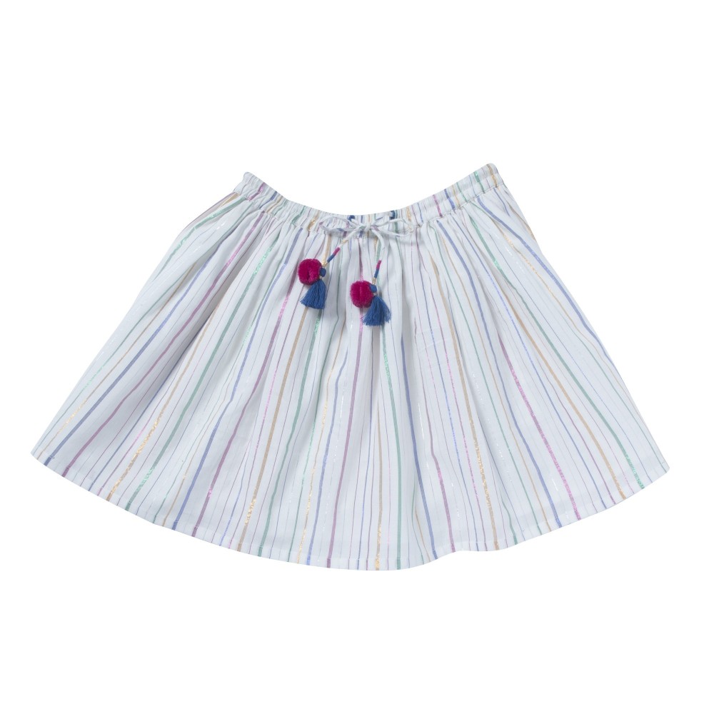 Skirt with stripes and pompons Clarisse white