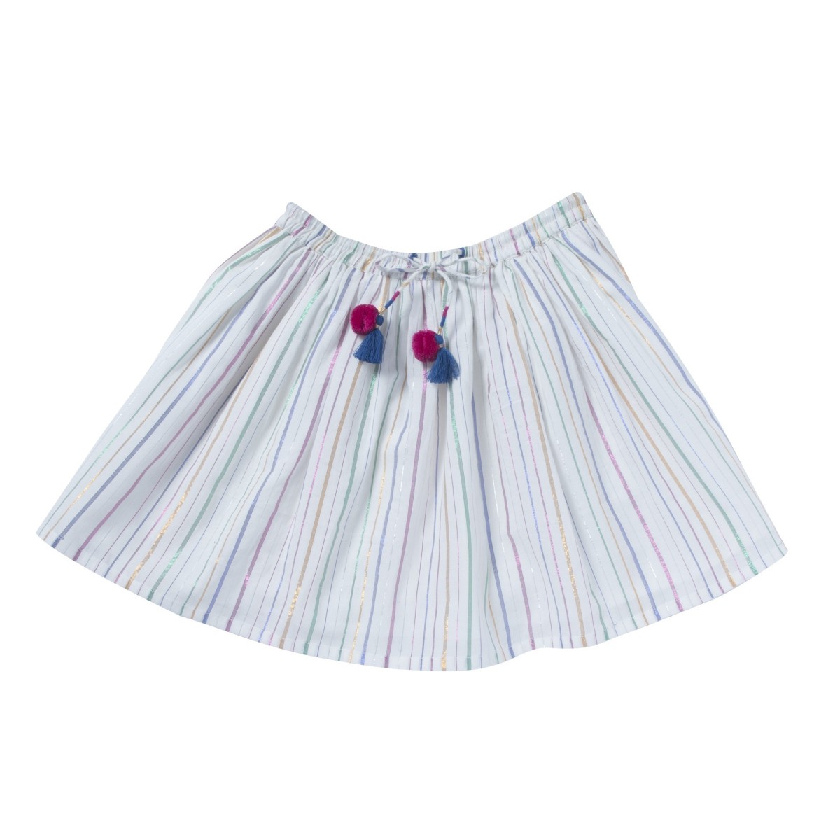 Skirt with stripes and pompons  Clarisse white
