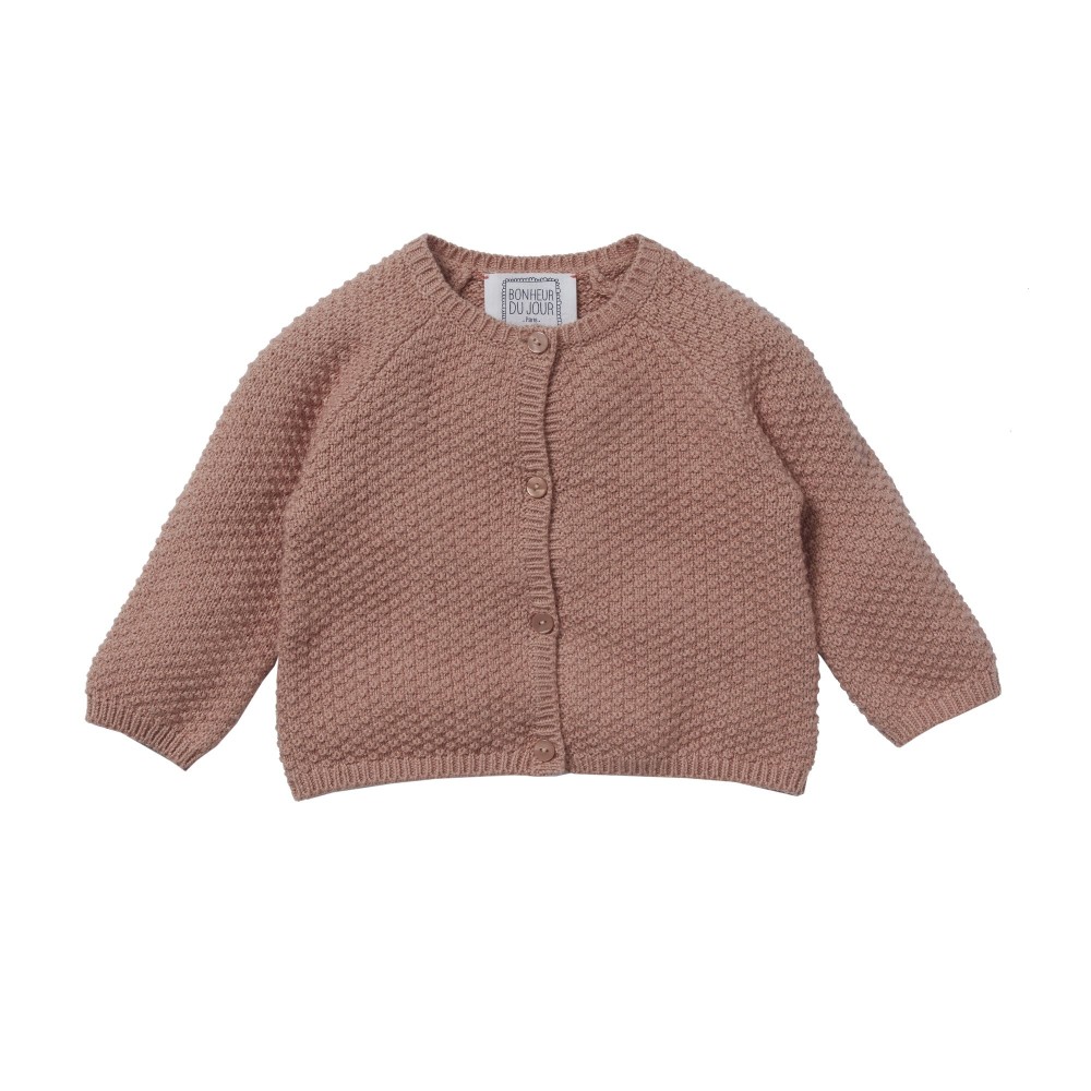 Cardigan nid d'abeille Gretel bouton de rose