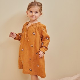 Dress flowers embroidery Noemie Caramel