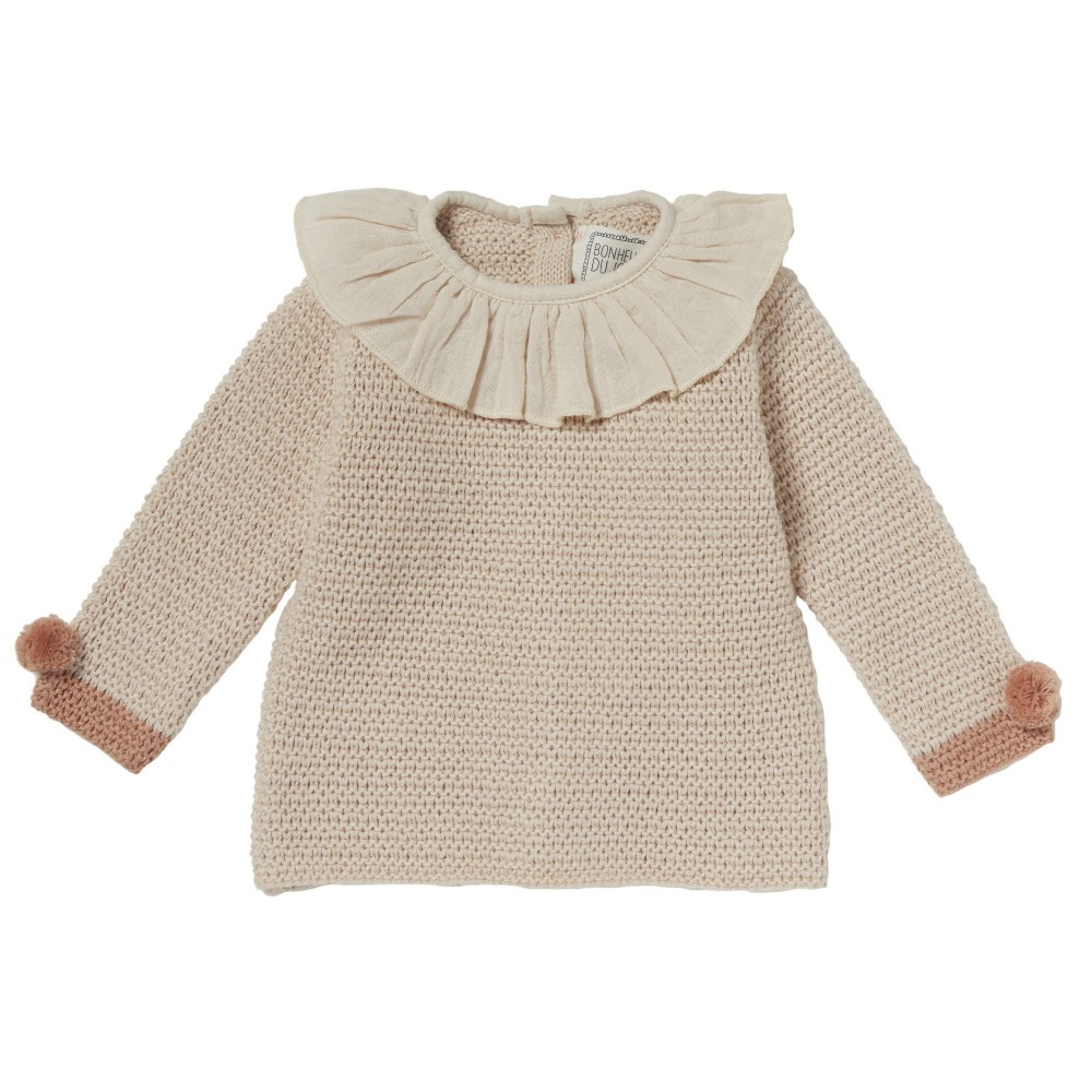 Pullover with ruffle collar in fancy knitting Carla Blush