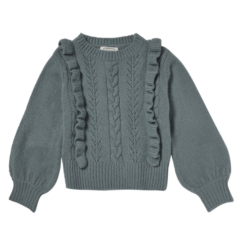 Sweater with frills and fancy knitting Trinity Green