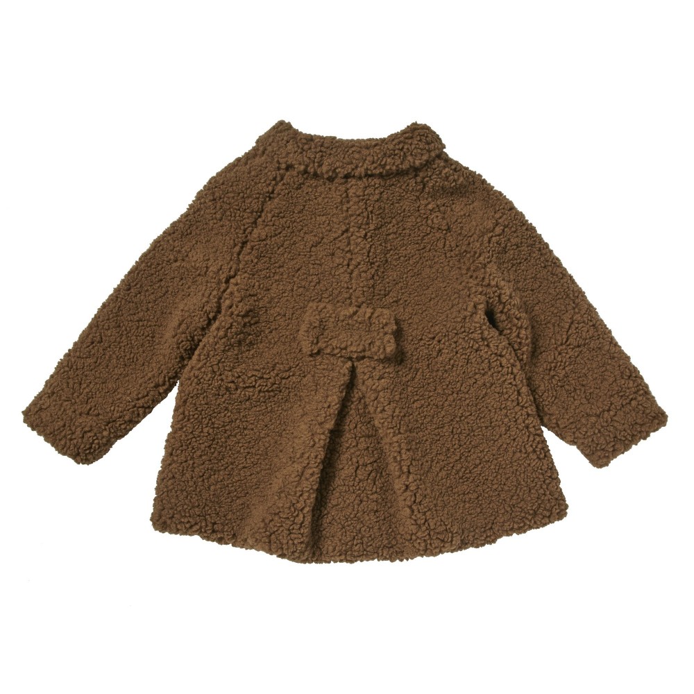 Coat with collar in fake fur Ebene chestnut