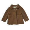 Coat with collar in fake fur Ebene chestnut