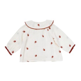 Blouse double gaze brodée fleurs Marguerite