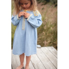 Embroidered dress Blue/lemon Nais ...