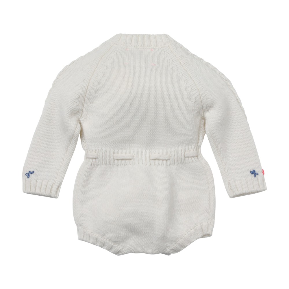 Combinaison bébé en maille brodée fleurs Ornella