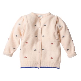 Cardigan brodé fleurs rose poudré Aria