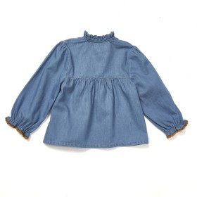 Printed flowers or embroidered denim blouse GINA