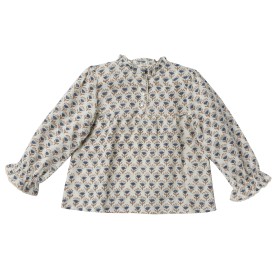 Printed flowers or embroidered denim blouse GINA