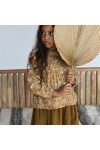 Blouse bohème imprimée fleurs noisette Yumi