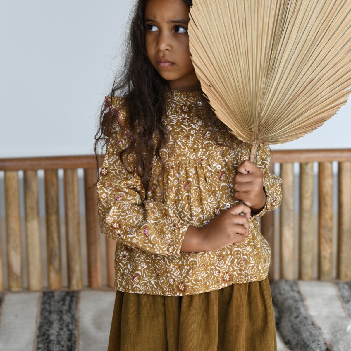Blouse bohème imprimée fleurs noisette Yumi