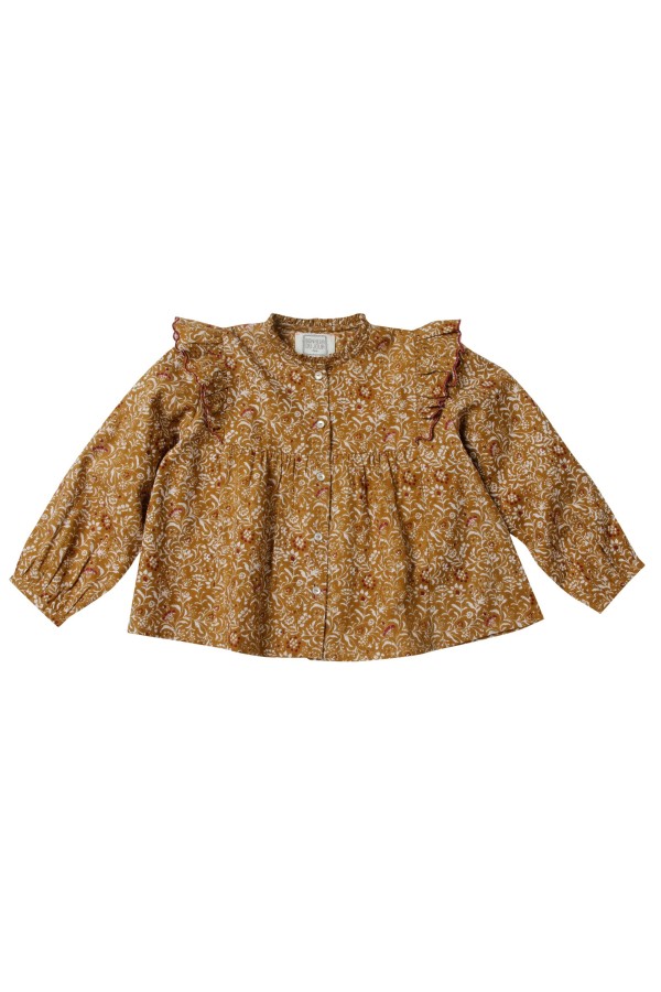 Blouse bohème imprimée fleurs noisette Yumi