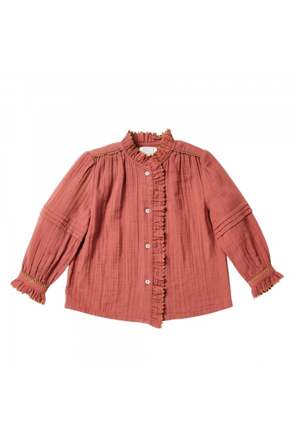 Blouse vintage à plis et volants Amaya