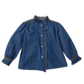 Refined vintage blouse with pleats and ruffles AMAYA