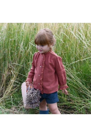 Refined vintage blouse with pleats and ruffles AMAYA