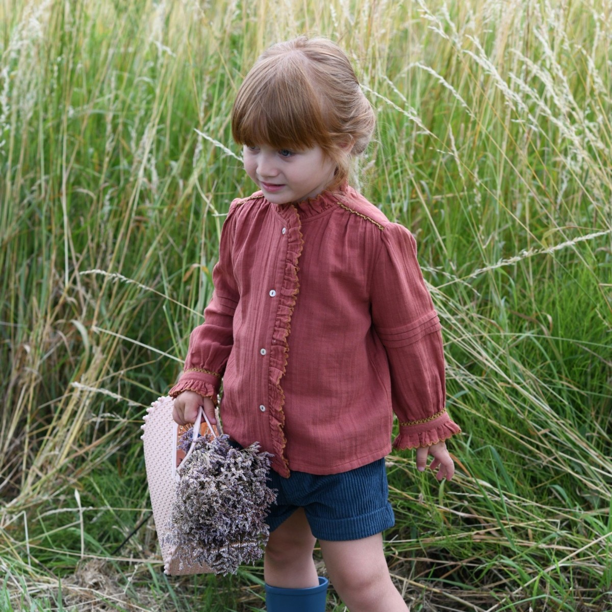 Blouse vintage à plis et volants Amaya