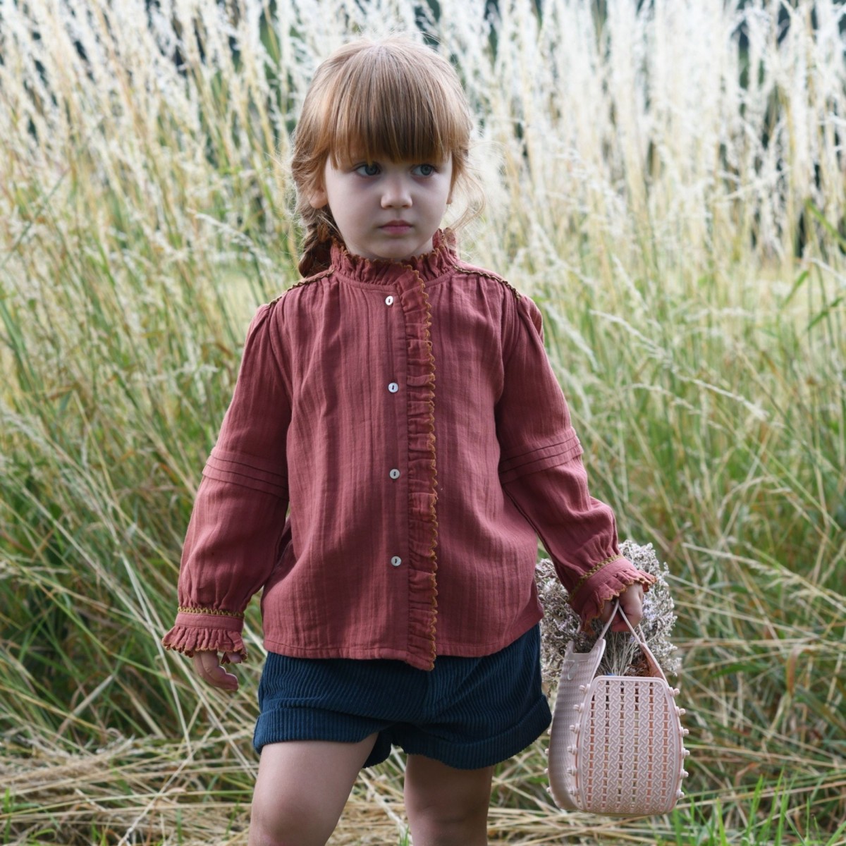 Blouse vintage à plis et volants Amaya