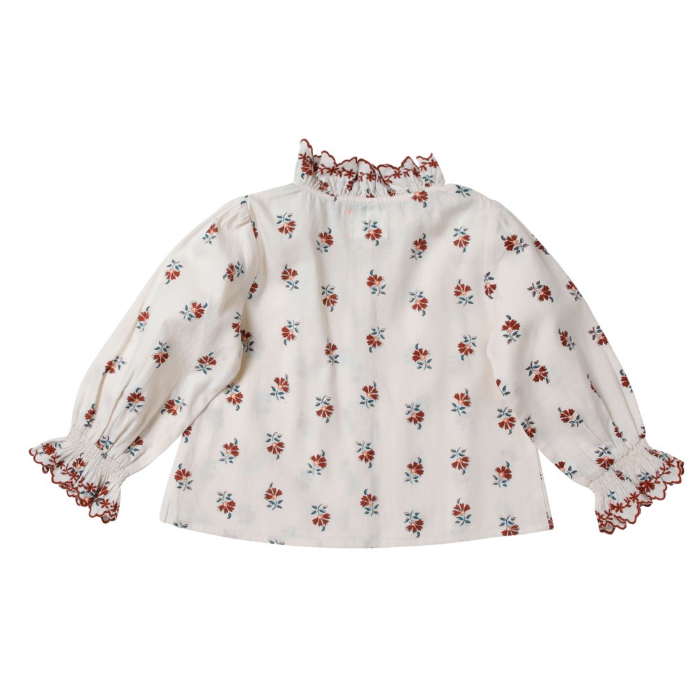 Blouse bohème imprimée fleurs écru Alaia