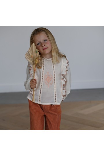 Embroidered and ruffled blouse ROMARIN