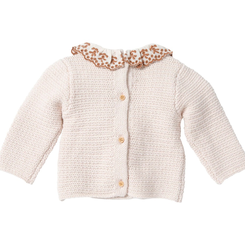 Pull à collerette brodée blush Vanessa