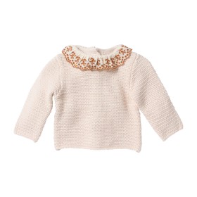 Pull à collerette brodée blush Vanessa