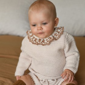 Pull à collerette brodée blush Vanessa