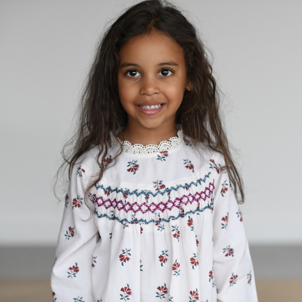 Bohemian dress printed flowers with smocks