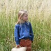 Blouse à col brodée fleurs denim Edelia