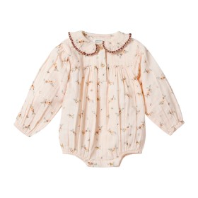 Ruffled collar baby overall with flower print Takara